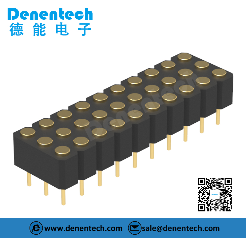 Denentech hot sale product 3.0MM H4.0MM triple row female straight DIP pogo pin connector